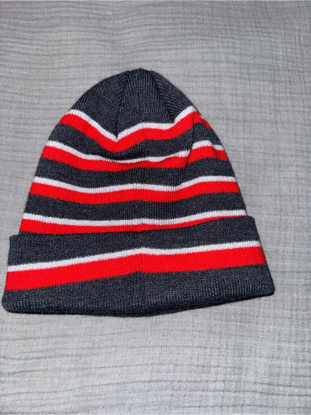 Nike Black, Red & White Striped Cuffed Beanie